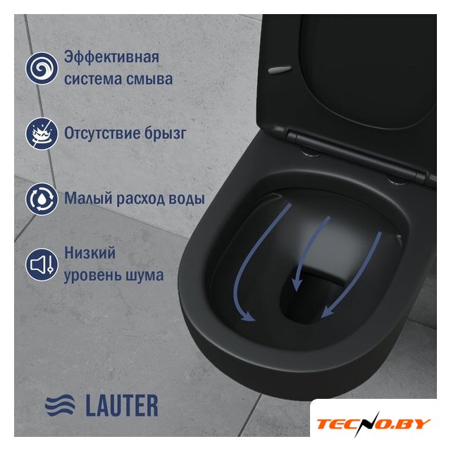 Унитаз подвесной Lauter Sulzdorf + GROHE Solido 38811KF0 (черный с микролифтом) - Изображение №4 — Интернет-Магазин TECNO.BY