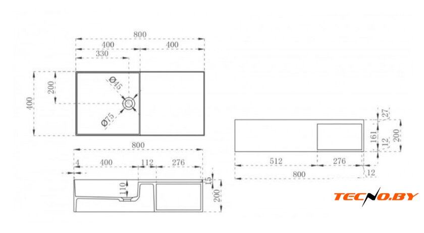  Abber Тумба с умывальником Stein AS2649-0.8 (подвесной, белый матовый) - Изображение №6 — Интернет-Магазин TECNO.BY