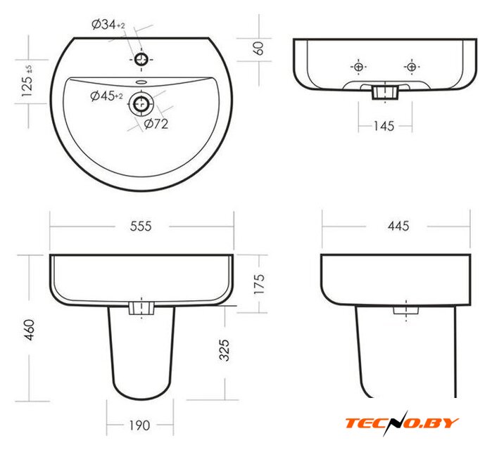 Умывальник Sanita Luxe Best ВКС WB.PD/Best/55-C/WHT.G/S1 - Изображение №21 — Интернет-Магазин TECNO.BY