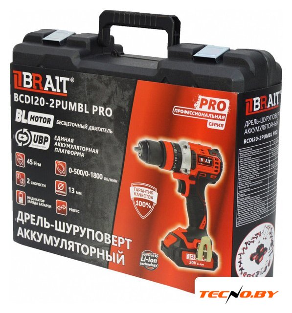 Ударная дрель-шуруповерт Brait BCDI20-2PUMBL PRO (с 1-м АКБ, кейс) - Изображение №6 — Интернет-Магазин TECNO.BY