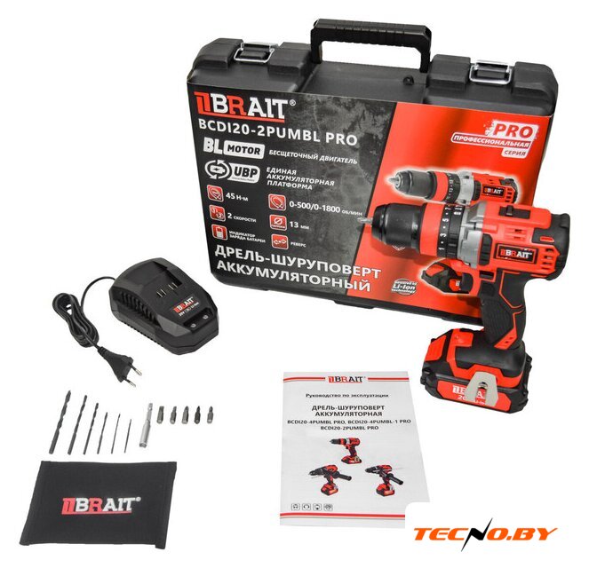 Ударная дрель-шуруповерт Brait BCDI20-2PUMBL PRO (с 1-м АКБ, кейс) - Изображение №1 — Интернет-Магазин TECNO.BY