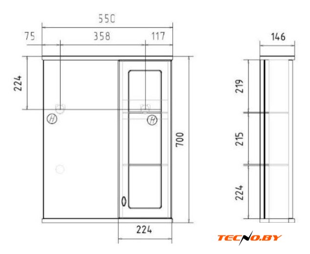  Volna Шкаф с зеркалом Milena 55 L (белый) - Изображение №11 — Интернет-Магазин TECNO.BY