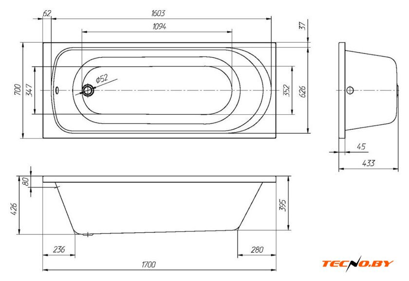 Ванна Asten Readle Weber AR0420-17070 - Изображение №5 — Интернет-Магазин TECNO.BY