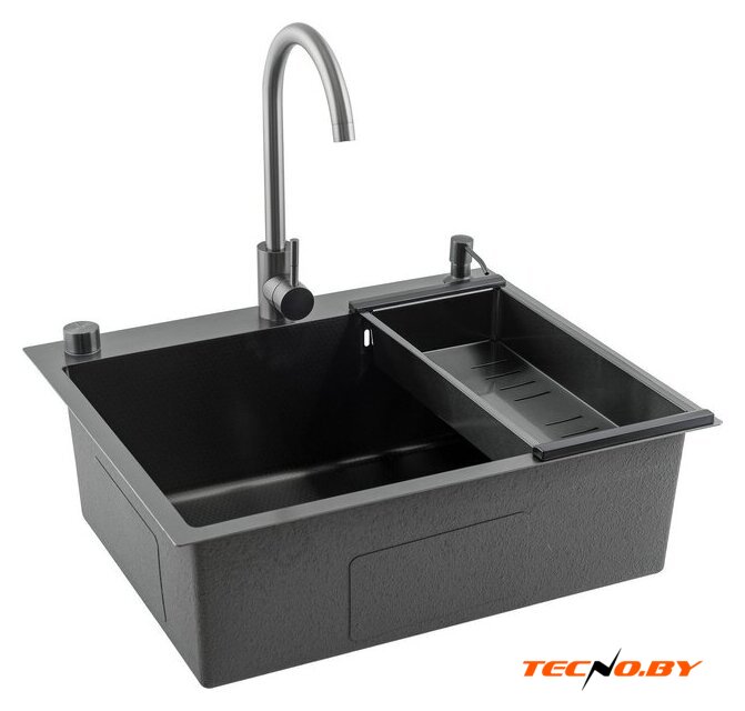 Кухонная мойка Futur FK 6050 Eco Embossing Pop-up Mixer plus (Black Nano) - Изображение №1 — Интернет-Магазин TECNO.BY