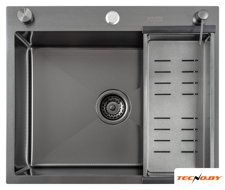 Кухонная мойка Futur FK 6050 Eco Embossing Pop-up Mixer plus (Black Nano) - Изображение №3 — Интернет-Магазин TECNO.BY