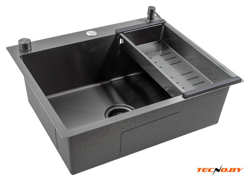 Кухонная мойка Futur FK 6050 Eco Embossing Pop-up Mixer plus (Black Nano) - Изображение №4 — Интернет-Магазин TECNO.BY