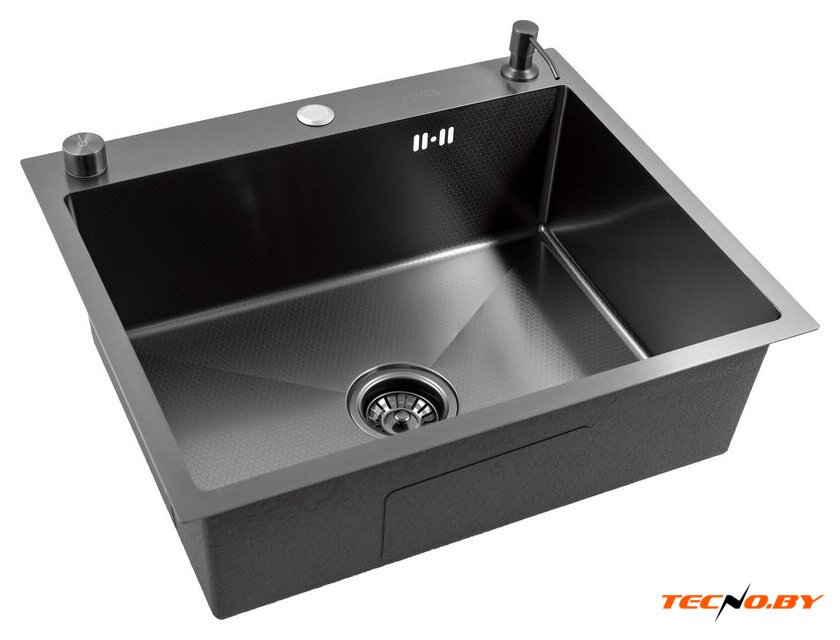 Кухонная мойка Futur FK 6050 Eco Embossing Pop-up Mixer plus (Black Nano) - Изображение №5 — Интернет-Магазин TECNO.BY