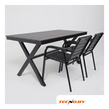Садовый стол AksHome Florence 160x80x77 (сталь-черная/черный) - Изображение №4 — Интернет-Магазин TECNO.BY