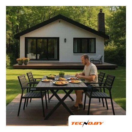 Садовый стол AksHome Florence 160x80x77 (сталь-черная/черный) - Изображение №3 — Интернет-Магазин TECNO.BY