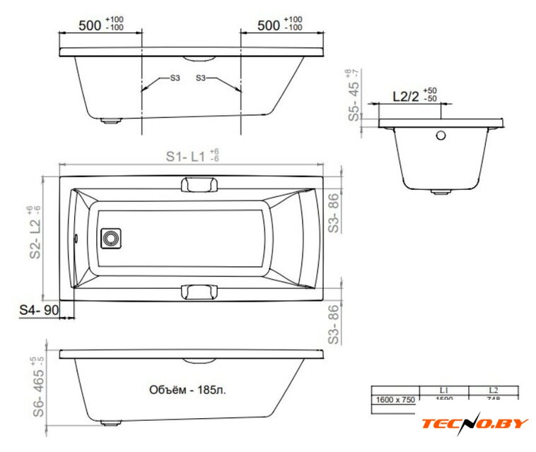 Ванна Triton Алекса 160x75 (с каркасом, сифоном, экраном) - Изображение №9 — Интернет-Магазин TECNO.BY