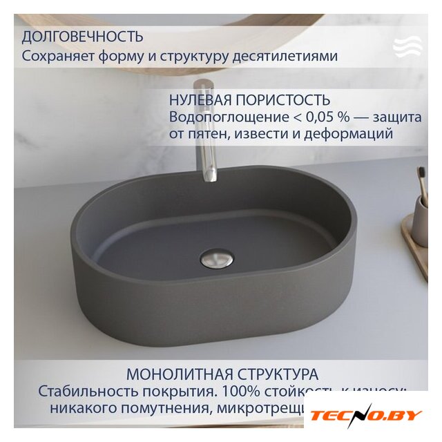 Умывальник Lauter Oliva 21O603G (Grey) - Изображение №2 — Интернет-Магазин TECNO.BY