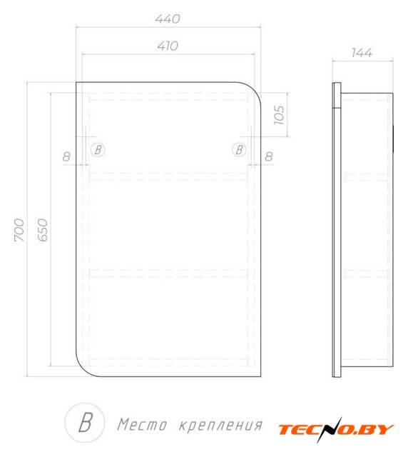  Vigo Шкаф с зеркалом навесной Callao 450 - Изображение №7 — Интернет-Магазин TECNO.BY
