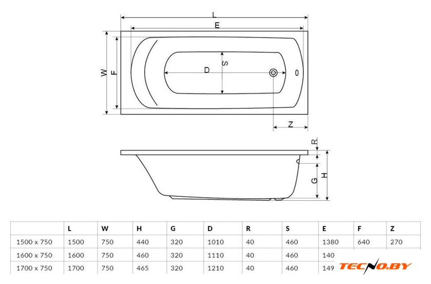 Ванна Excellent Lamia 170x75 - Изображение №6 — Интернет-Магазин TECNO.BY