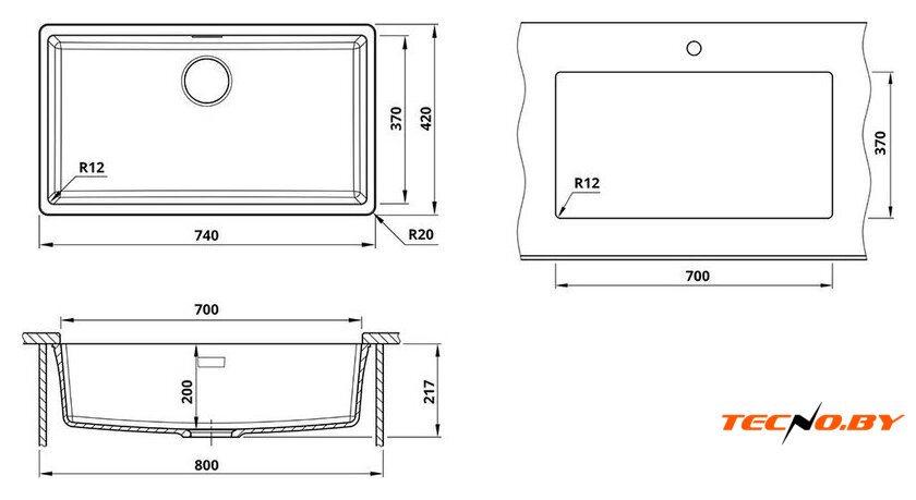 Кухонная мойка Roxen Gap 360270-74VB - Изображение №4 — Интернет-Магазин TECNO.BY