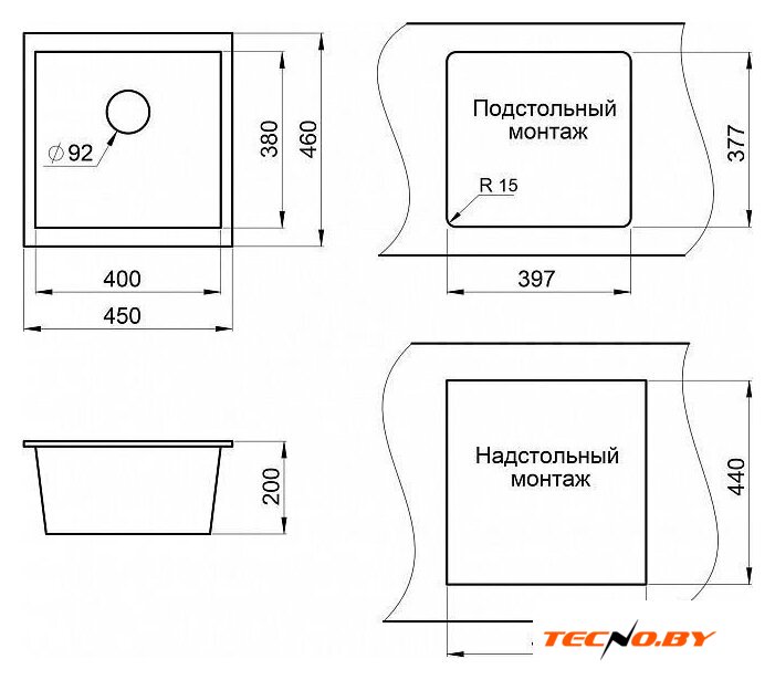 Кухонная мойка Granula GR-4451 (черный) - Изображение №3 — Интернет-Магазин TECNO.BY
