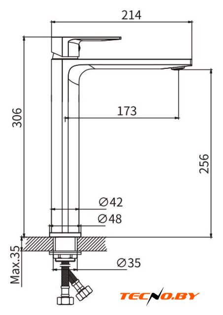 Умывальник Lauter 21842 + Reef 21CK8678BS + сифон 21635B + дон.клапан 21190B (черный матовый) - Изображение №7 — Интернет-Магазин TECNO.BY