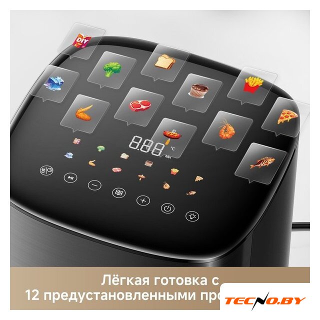 Аэрогриль (аэрофритюрница) Trouver Air Fryer FD10s Pro 6L (черный) - Изображение №6 — Интернет-Магазин TECNO.BY