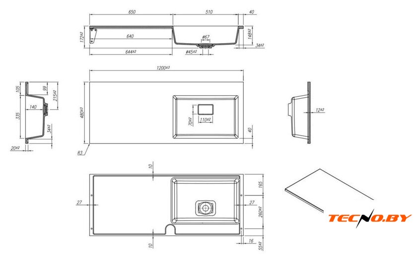 Умывальник Roxen Faber 120R-NH 30010120R-W-NH - Изображение №4 — Интернет-Магазин TECNO.BY