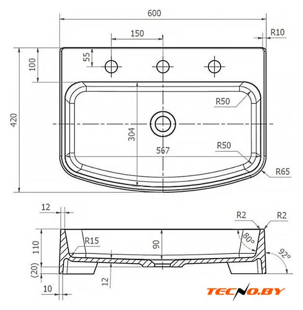 Умывальник Lauter Molara 21M601PW (Pure White) - Изображение №15 — Интернет-Магазин TECNO.BY