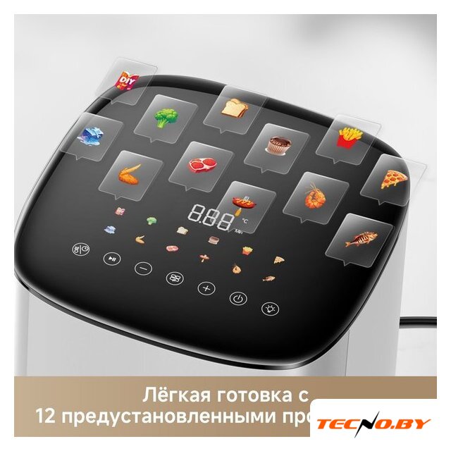 Аэрогриль (аэрофритюрница) Trouver Air Fryer FD10s Pro 6L (белый) - Изображение №6 — Интернет-Магазин TECNO.BY