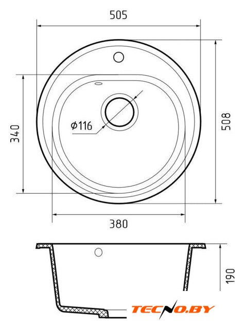 Кухонная мойка GranFest Rondo 510 (графит) - Изображение №2 — Интернет-Магазин TECNO.BY