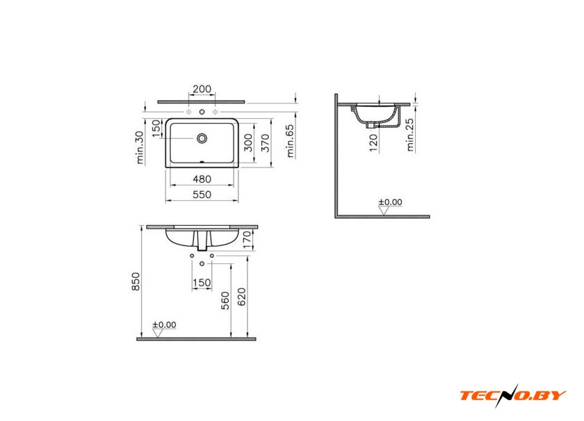 Умывальник Vitra 7475B003-0618 - Изображение №7 — Интернет-Магазин TECNO.BY