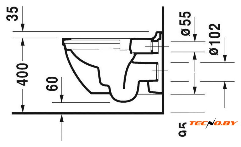 Унитаз подвесной Duravit Starck 2527090000 - Изображение №4 — Интернет-Магазин TECNO.BY