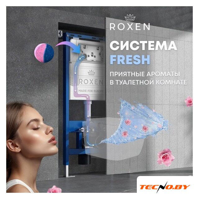 Унитаз подвесной Roxen Berg в комплекте с инсталляцией StounFix Dual Fresh 6 в 1 967240 (кнопка: черная) - Изображение №16 — Интернет-Магазин TECNO.BY
