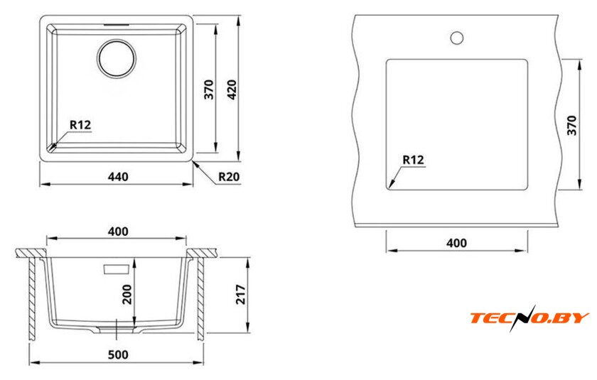 Кухонная мойка Roxen Gap 360270-44SG - Изображение №3 — Интернет-Магазин TECNO.BY