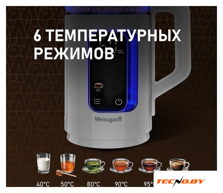 Электрический чайник Weissgauff WK 1520 Dw Touch BodyCool - Изображение №12 — Интернет-Магазин TECNO.BY