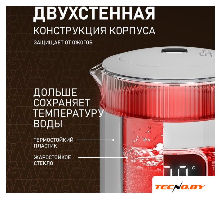 Электрический чайник Weissgauff WK 1520 Dw Touch BodyCool - Изображение №15 — Интернет-Магазин TECNO.BY