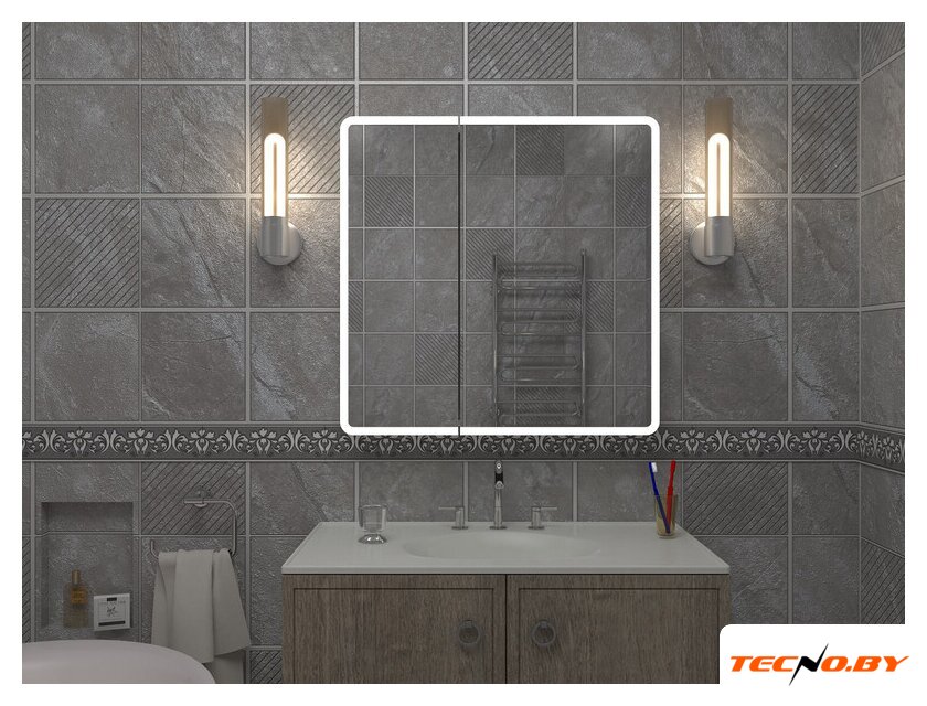  Континент Шкаф с зеркалом Emotion Led 80x80 (с датчиком движения) - Изображение №13 — Интернет-Магазин TECNO.BY