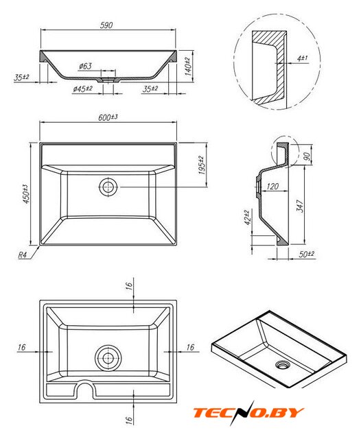 Умывальник Roxen Mila 60-NH 3001160-NH - Изображение №4 — Интернет-Магазин TECNO.BY