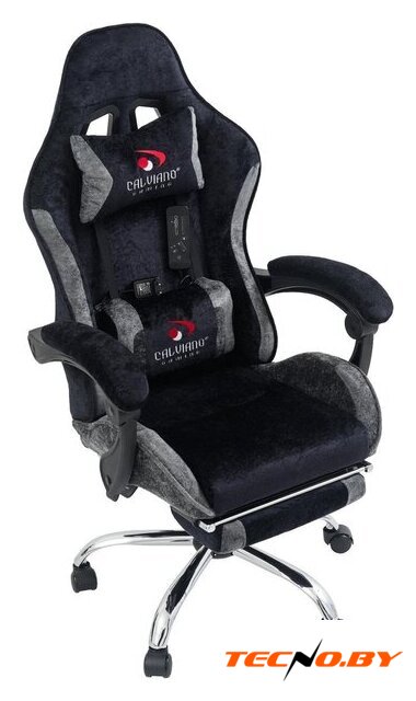 Игровое (геймерское) кресло Calviano Amarone (black-grey plush) - Изображение №7 — Интернет-Магазин TECNO.BY