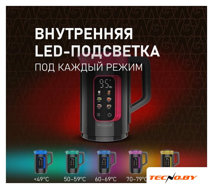 Электрический чайник Weissgauff WK 1520 Db Touch BodyCool - Изображение №23 — Интернет-Магазин TECNO.BY