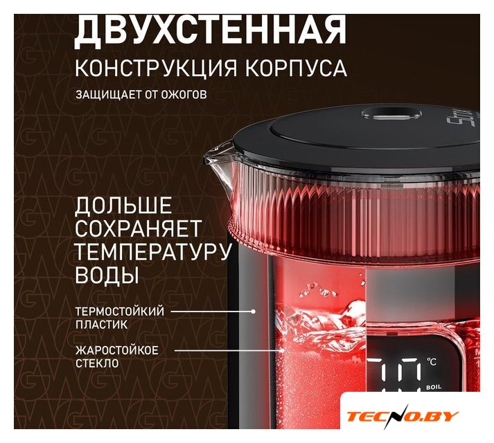 Электрический чайник Weissgauff WK 1520 Db Touch BodyCool - Изображение №22 — Интернет-Магазин TECNO.BY