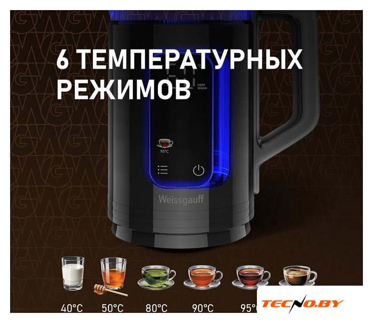 Электрический чайник Weissgauff WK 1520 Db Touch BodyCool - Изображение №24 — Интернет-Магазин TECNO.BY