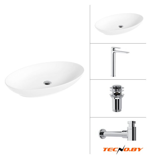 Умывальник Lauter 21571 + Reef 21CK8678C + сифон 21635CH + дон.клапан 21190CH (хром) - Изображение №1 — Интернет-Магазин TECNO.BY