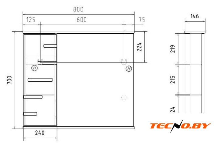  Volna Шкаф с зеркалом Joli 80 L (белый) - Изображение №8 — Интернет-Магазин TECNO.BY