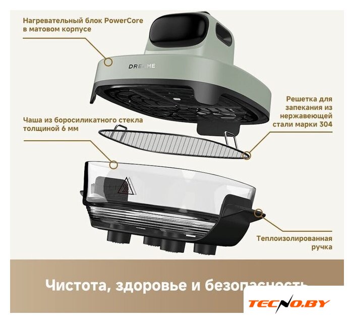 Аэрогриль (аэрофритюрница) Dreame Air Fryer PT60 (зеленый) - Изображение №21 — Интернет-Магазин TECNO.BY