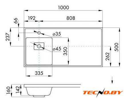 Умывальник Акватон Лайн 100 1A72853KLF01L - Изображение №4 — Интернет-Магазин TECNO.BY