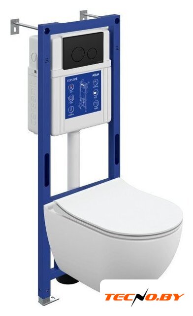 Унитаз подвесной Cersanit Brasko Smart DPL EO Slim + Aqua 40 Smart M 69333 (с кнопкой Twins черный матовый) - Изображение №1 — Интернет-Магазин TECNO.BY