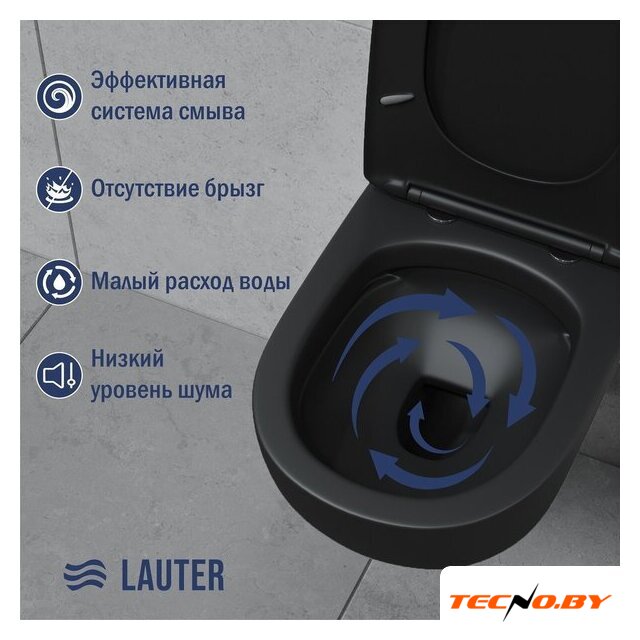 Унитаз подвесной Lauter Sulzdorf + GROHE Solido 38811KF0 + панель GROHE 37131000 (черный с микролифтом) - Изображение №4 — Интернет-Магазин TECNO.BY