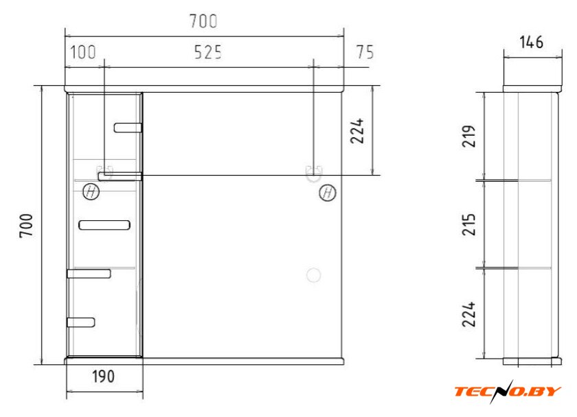  Volna Шкаф с зеркалом Joli 70 L (белый) - Изображение №7 — Интернет-Магазин TECNO.BY