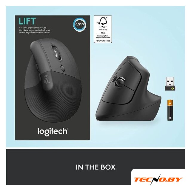 Вертикальная мышь Logitech Lift (графит) - Изображение №7 — Интернет-Магазин TECNO.BY