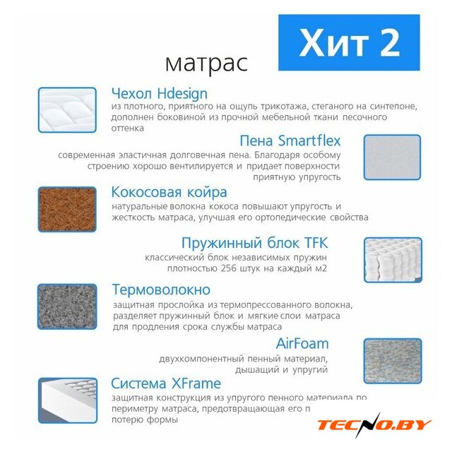 Матрас Vegas Хит 2 80x200 - Изображение №4 — Интернет-Магазин TECNO.BY