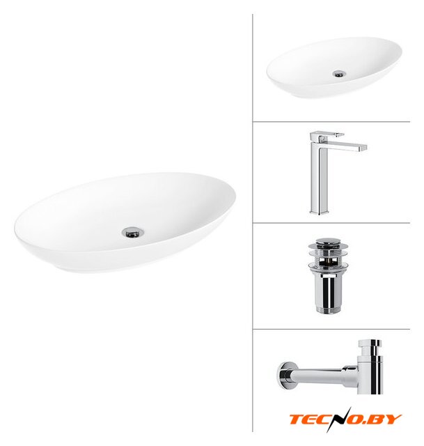 Умывальник Lauter 21571 + Cascade 21СК0655C + сифон 21635CH + дон.клапан 21190CH (хром) - Изображение №1 — Интернет-Магазин TECNO.BY