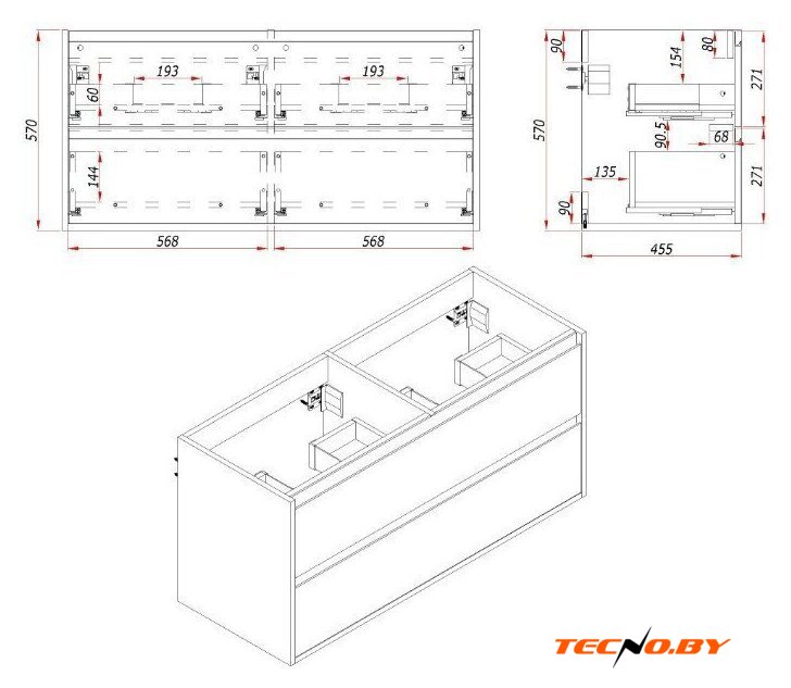  ЗОВ Тумба с умывальником Парма 120 P120LWP0MWHMC1A-OL120 (белый/белый галифакс) - Изображение №8 — Интернет-Магазин TECNO.BY