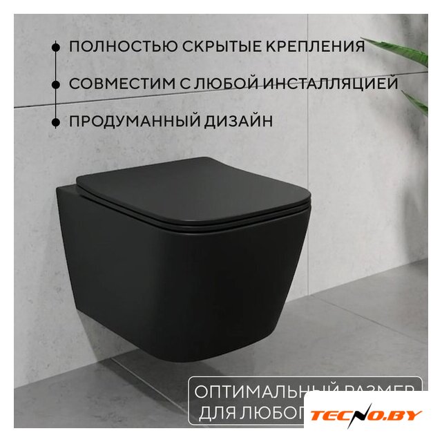 Унитаз подвесной Lauter Magdeburg 21103EC + AM.PM I012703.0251 (черный матовый) - Изображение №5 — Интернет-Магазин TECNO.BY