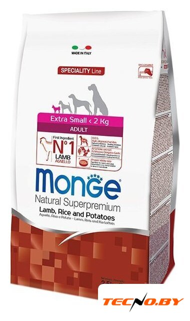 Сухой корм для собак Monge Extra Small Adult Lamb, Rice e Potatoes 2.5 кг - Изображение №1 — Интернет-Магазин TECNO.BY